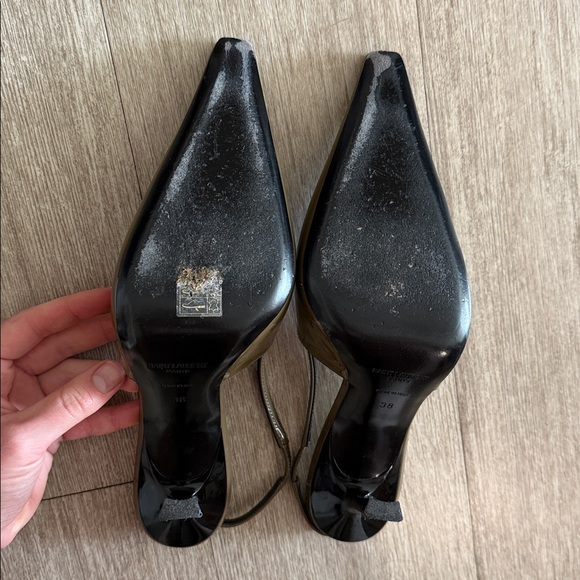 SAINT LAURENT BLAKE SLINGBACK PUMP IN AMBER GREEN - Picture 11 of 14